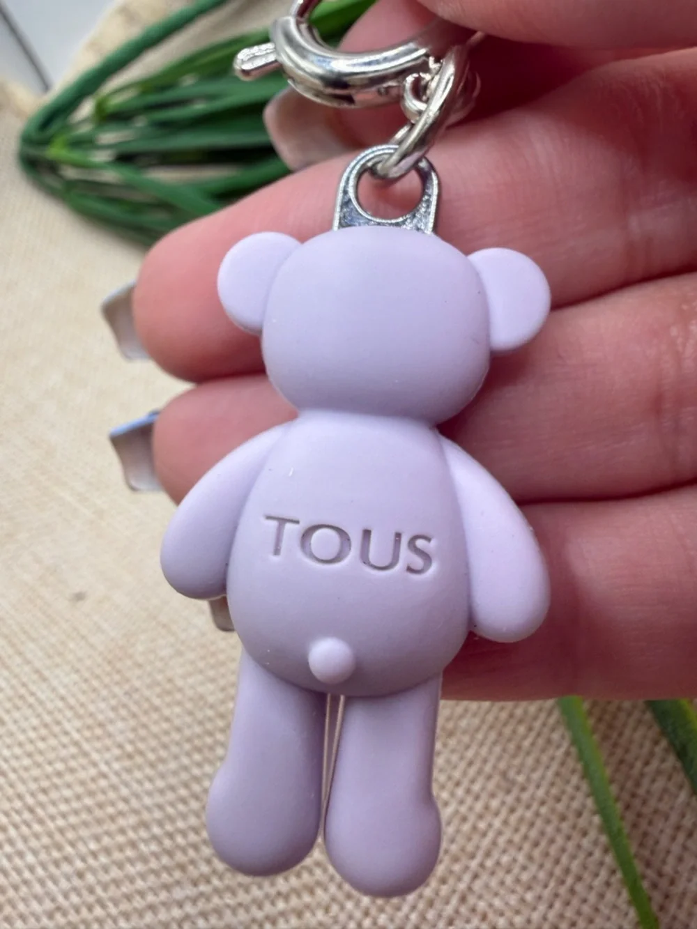 Lilac Bear Keychain Card Holder - Silver Hardware